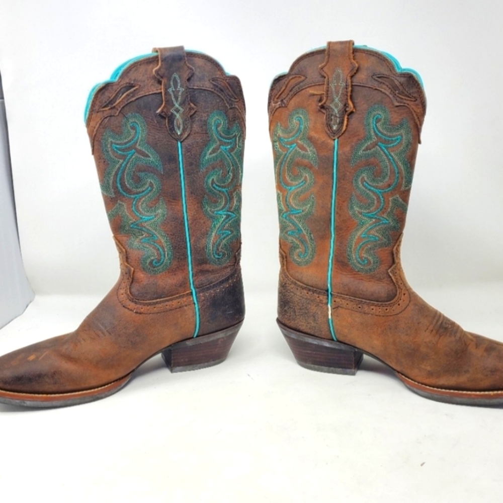 Justins Sevana Chocolate Brown Mint  Womens 9 Western Square toe Boots SVL7312